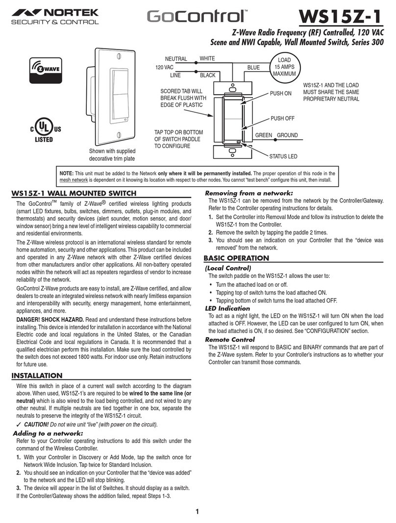 Nortek GoControl WS15Z-1 User manual