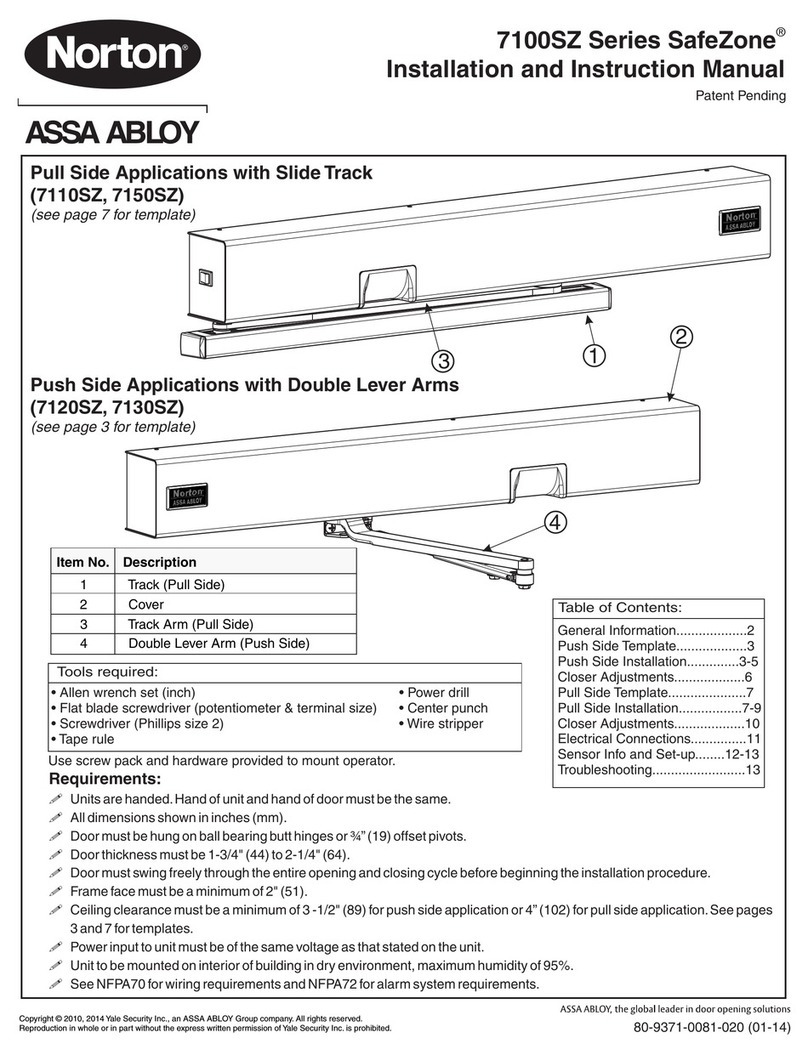 Assa Abloy Norton SafeZone 7110SZ Installation and instruction manual Assa Abloy Norton SafeZone 7110SZ Installation and instruction manual