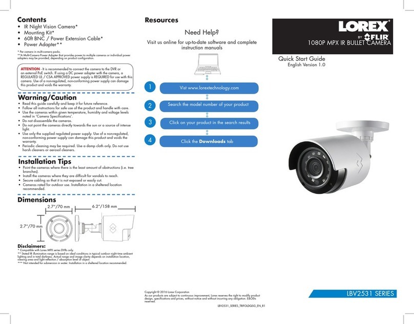 FLIR Lorex LBV2531 Series quick start guide