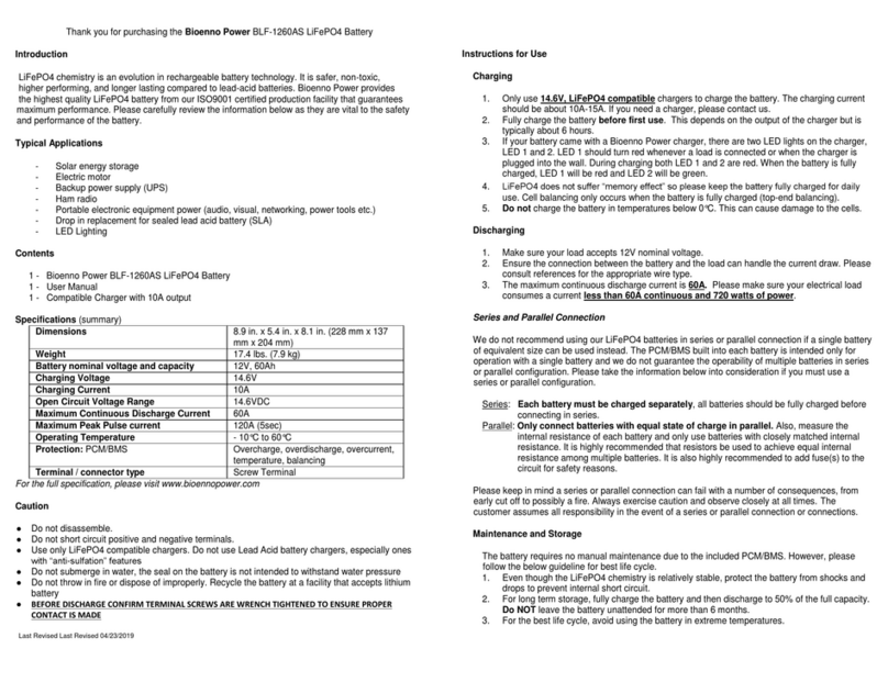 Bioenno Power BLF-1260AS User manual