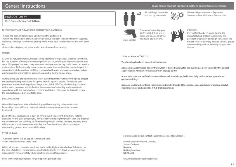 Mercia Garden Products 01GRODB1008-V4 Instruction manual