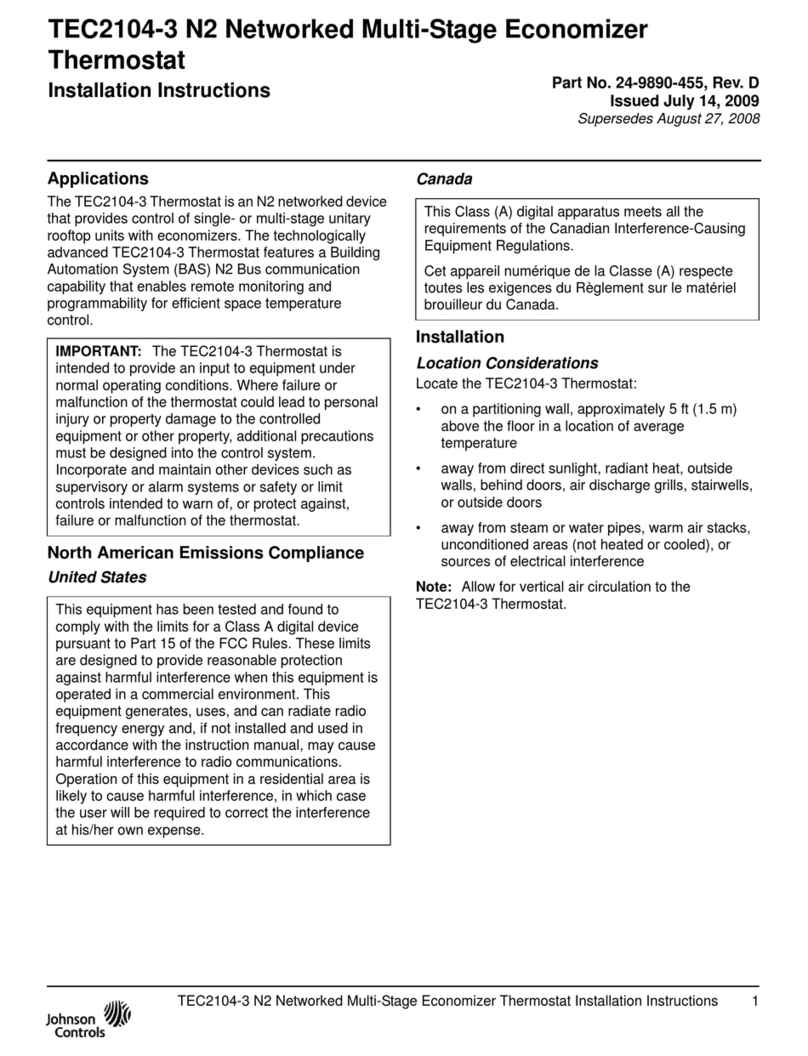 Johnson Controls TEC2104-3 User manual