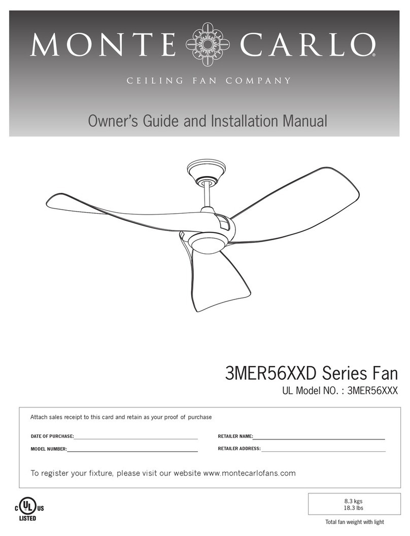 Monte Carlo Fan Company Melody 3MER56 D Series Owner's guide and installation manual Monte Carlo Fan Company Melody 3MER56 D Series Owner's guide and installation manual