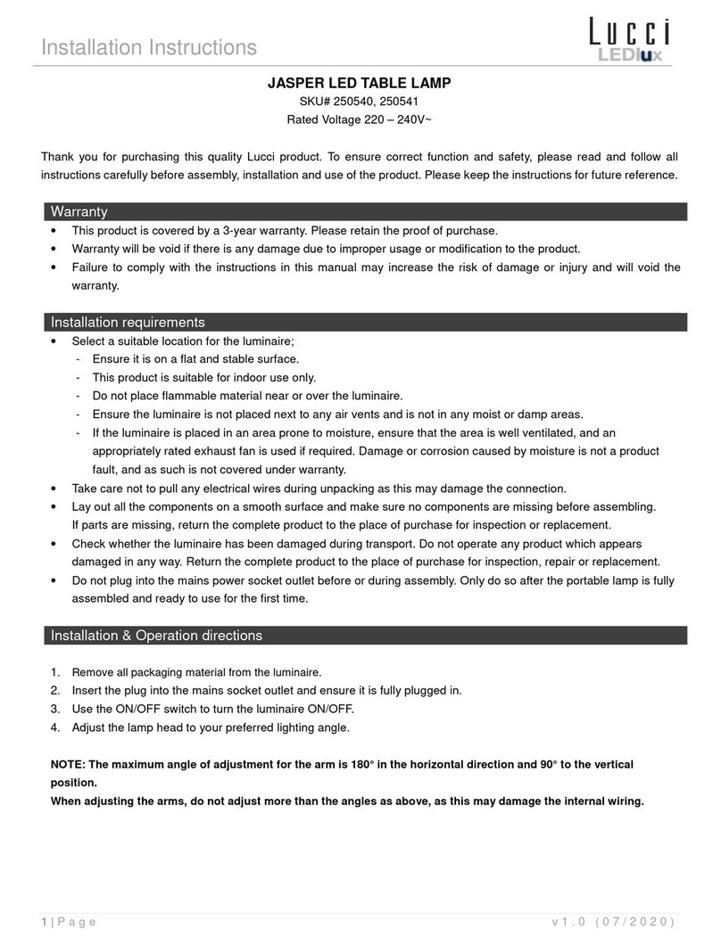 Lucci LEDlux JASPER DE19011BLK installation instructions