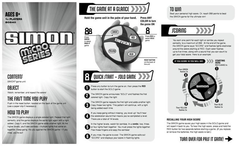 Hasbro Gaming SIMON micto B0640 Series quick start guide