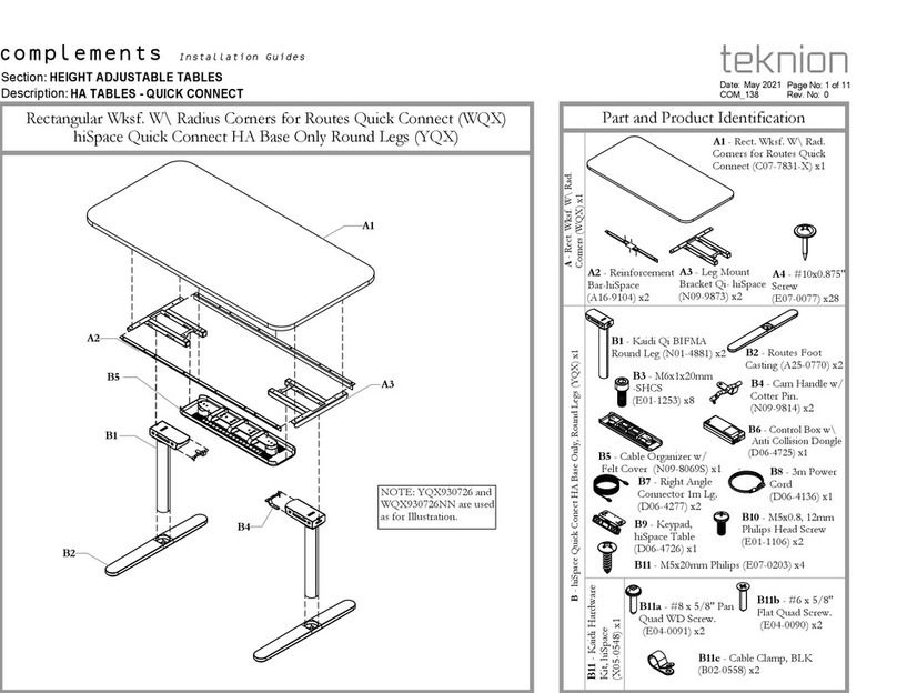 Teknion Complements Operating and maintenance instructions