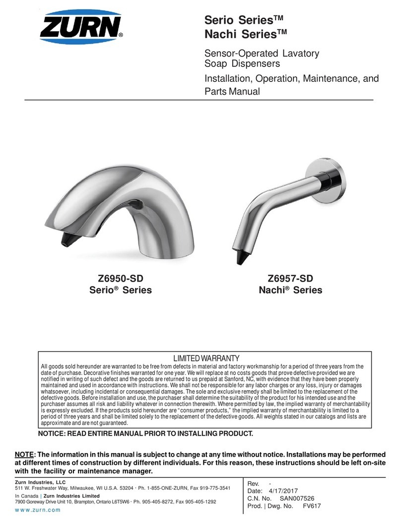 ZURN Serio Series Installation, operation, maintenance and parts manual ZURN Serio Series Installation, operation, maintenance and parts manual