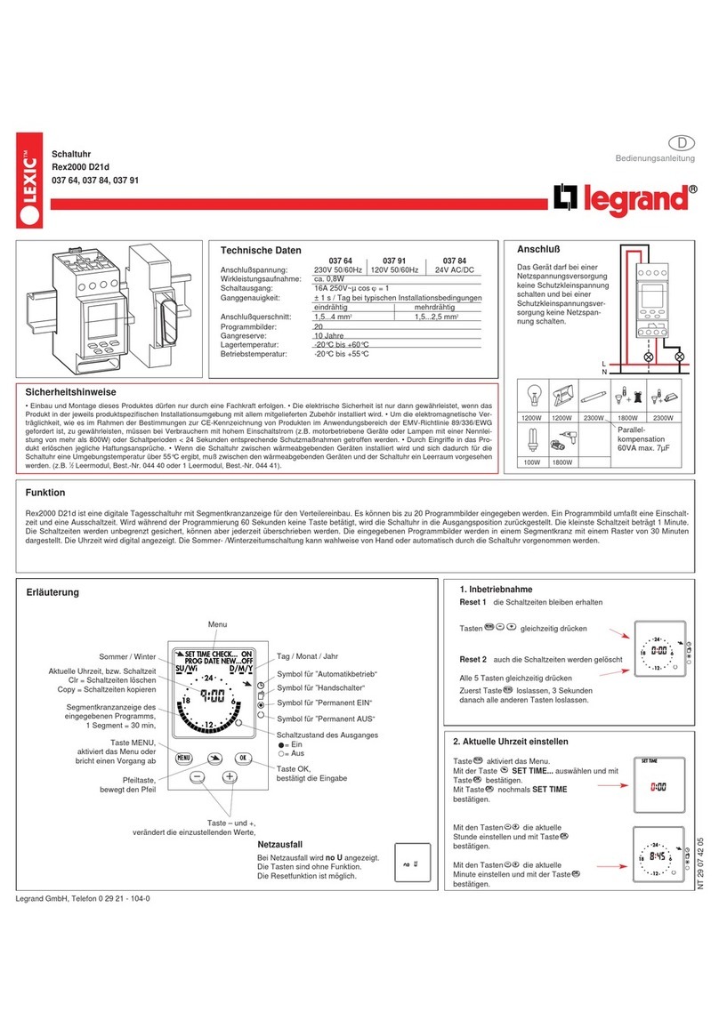 LEGRAND LEXIC 037 64 operating instructions