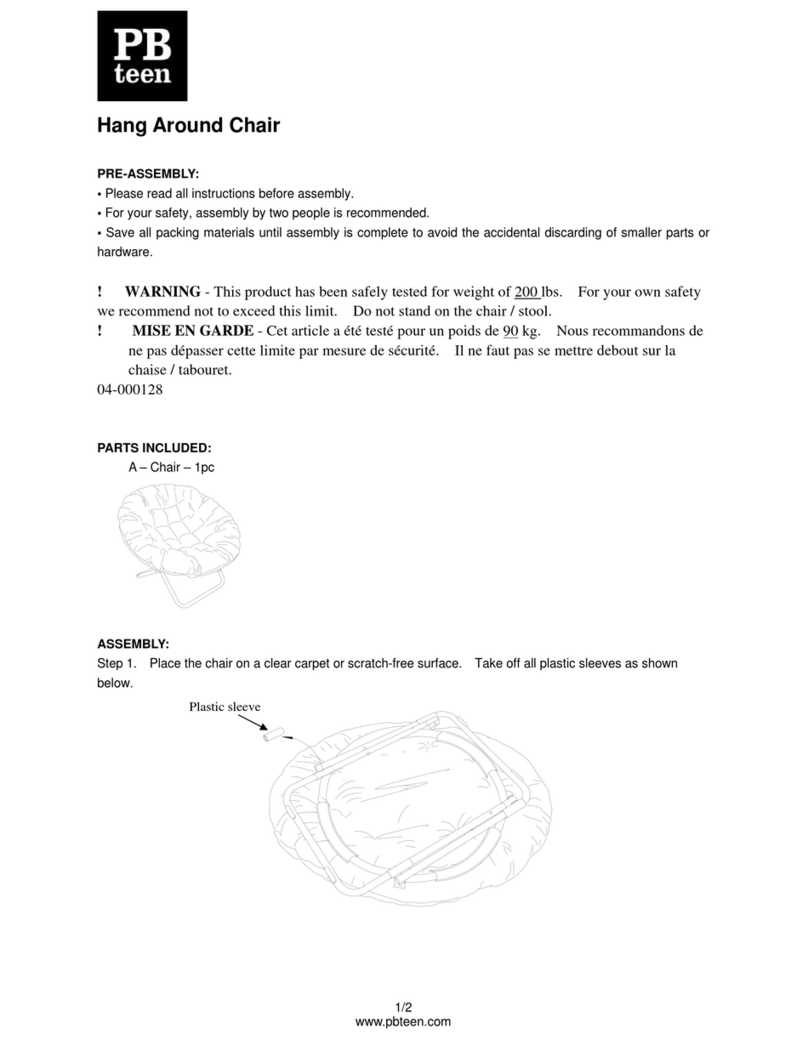 PB TEEN Hang Around Chair PRE-ASSEMBLY INSTRUCTIONS PB TEEN Hang Around Chair PRE-ASSEMBLY INSTRUCTIONS