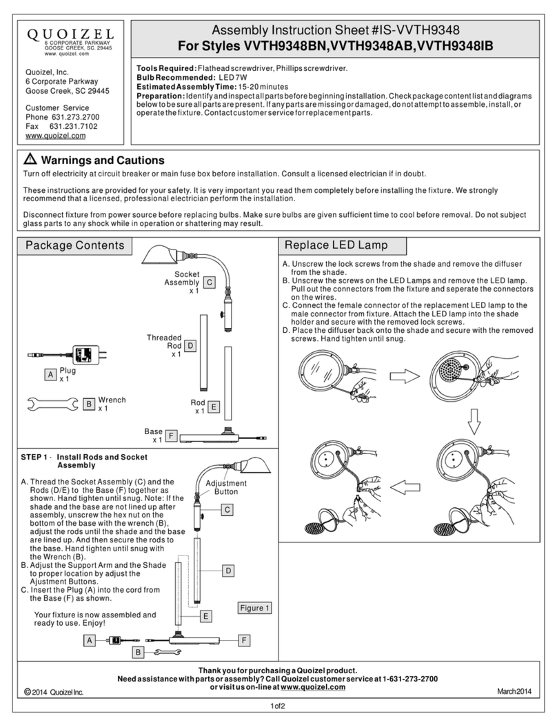 Quoizel VVTH9348BN Assembly instruction sheet