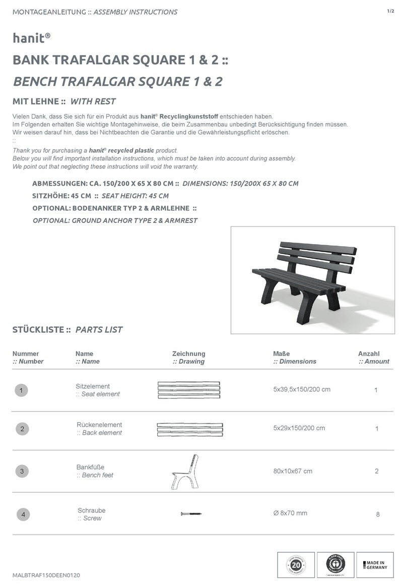 hanit BENCH TRAFALGAR SQUARE 1 Assembly instructions