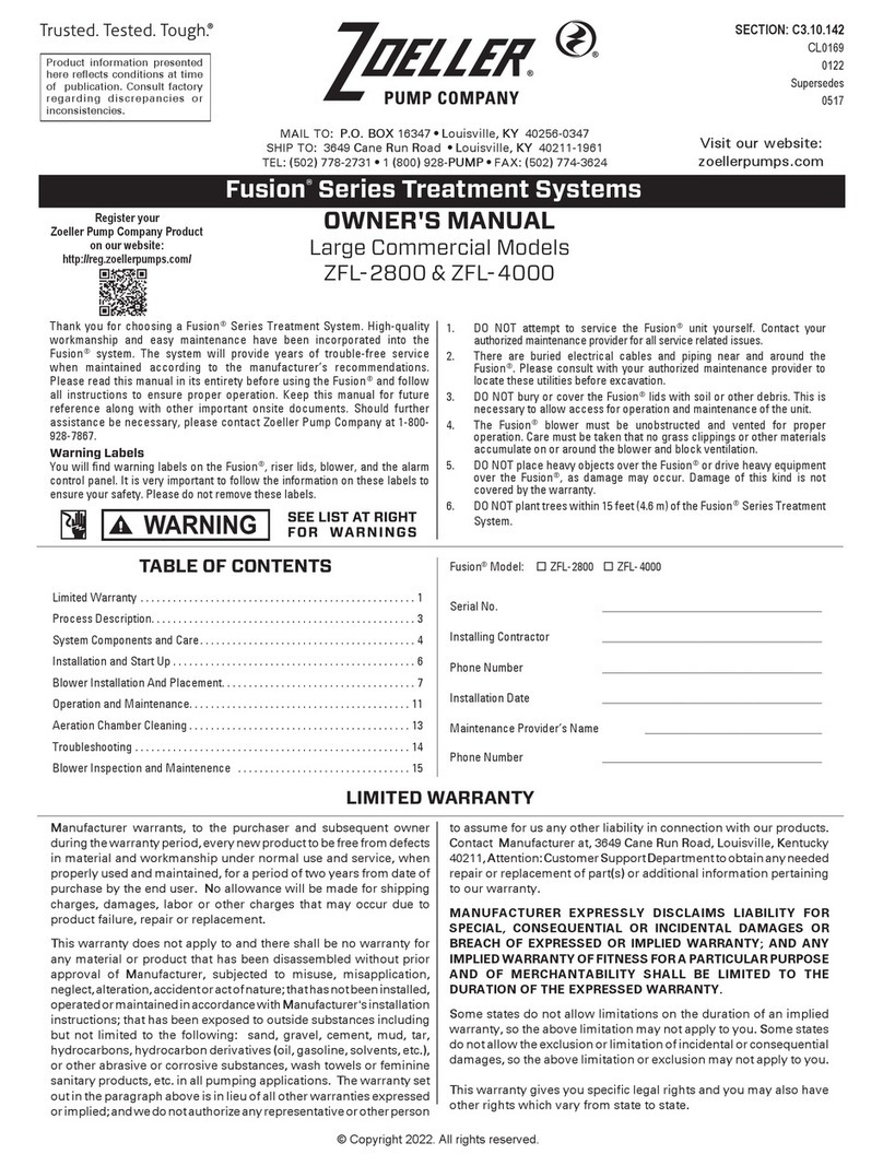 Zoeller Fusion Series owner's manual
