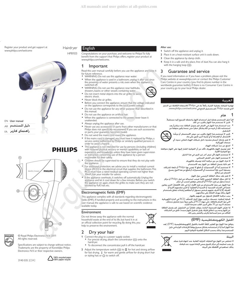 Philips HP8103 user manual