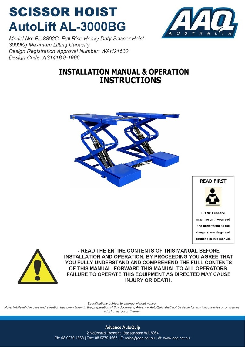 AAQ AutoLift AL-3000BG Installation manual & operation instructions