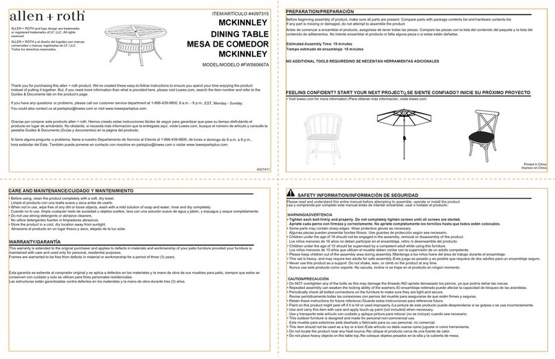 Allen + Roth MCKINNLEY FWS60667A User manual Allen + Roth MCKINNLEY FWS60667A User manual