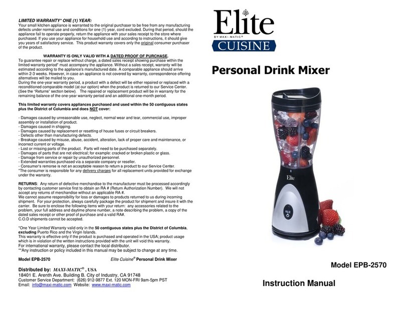 Maxi-matic Elite CUISINE EPB-2570 instruction manual
