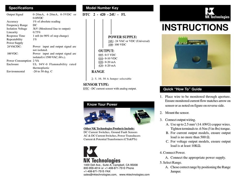 NK TECHNOLOGIES DTC 2-420-24U-FL User manual