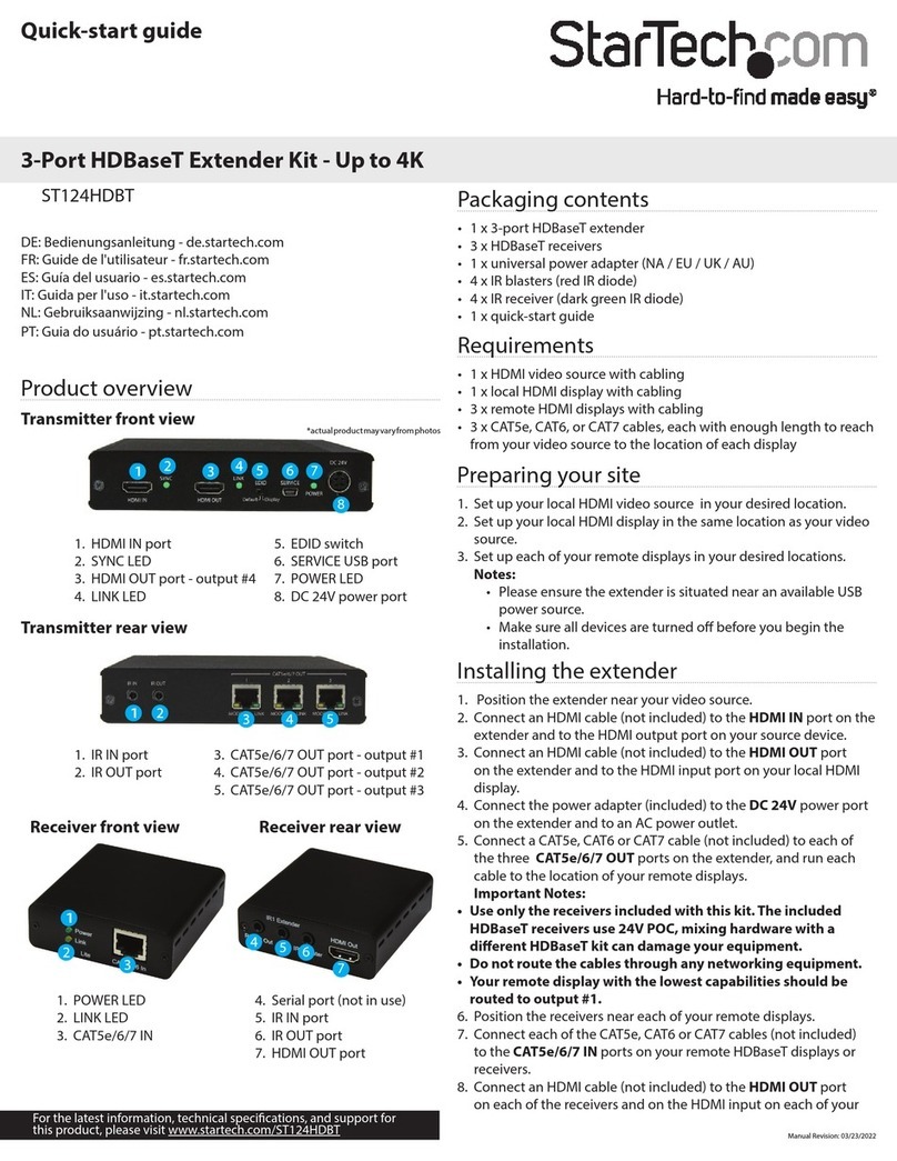 StarTech.com ST124HDBT quick start guide