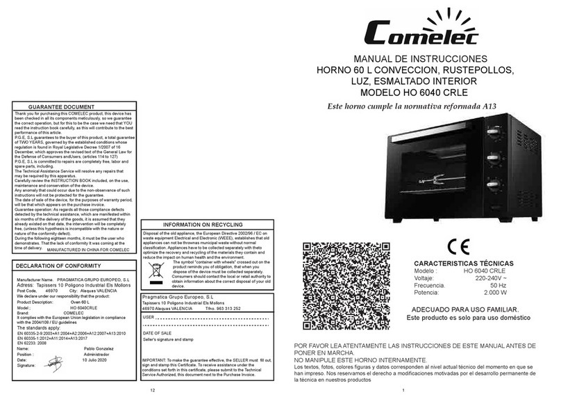 Comelec HO 6040 CRLE instruction manual