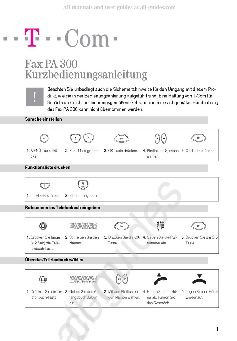 T-COM Fax PA 300 Quick reference guide