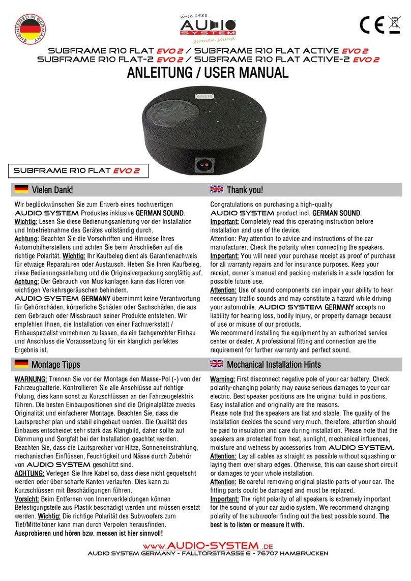 Audiosystem SUBFRAME R 10 FLAT EVO2 User manual