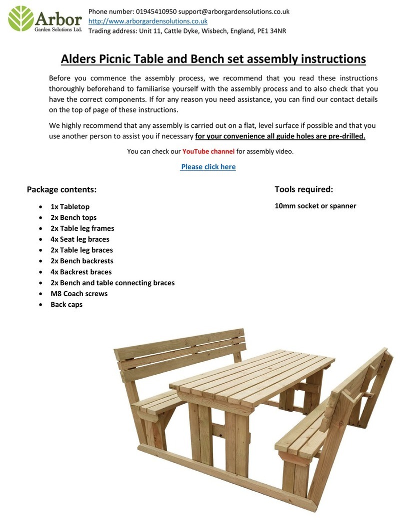 Arbor Technology Alders Picnic Table and Bench set User manual Arbor Technology Alders Picnic Table and Bench set User manual