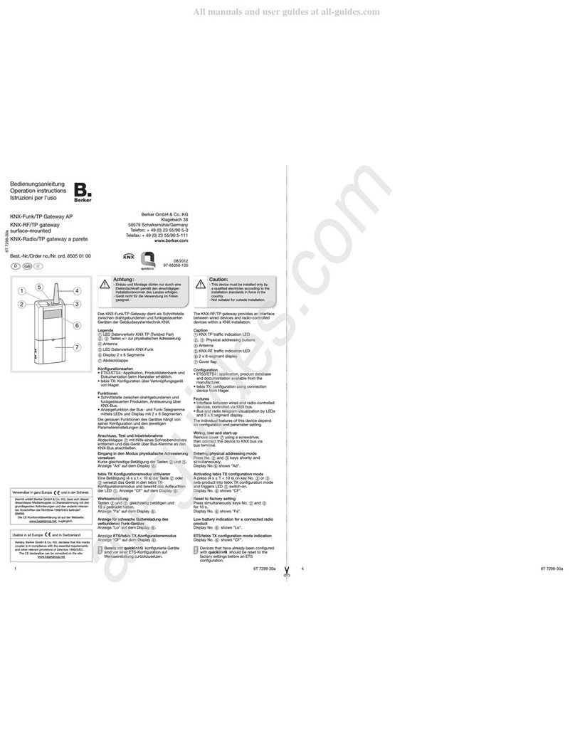Berker 8505 01 00 Operation instructions