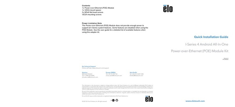 Elo TouchSystems 4 I Series Quick installation guide