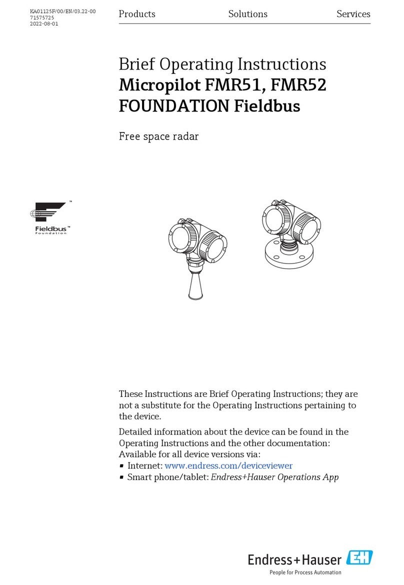 Endress+Hauser FOUNDATION Fieldbus Micropilot FMR51 Brief operating instructions Endress+Hauser FOUNDATION Fieldbus Micropilot FMR51 Brief operating instructions