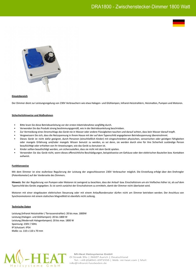 Mi-Heat Heizsysteme DRA1800 quick start guide