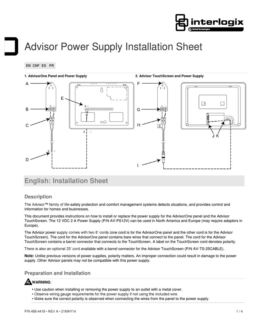 Interlogix Advisor Installation sheet