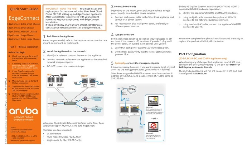 HP Aruba EdgeConnect Extra-Small Chassis quick start guide HP Aruba EdgeConnect Extra-Small Chassis quick start guide