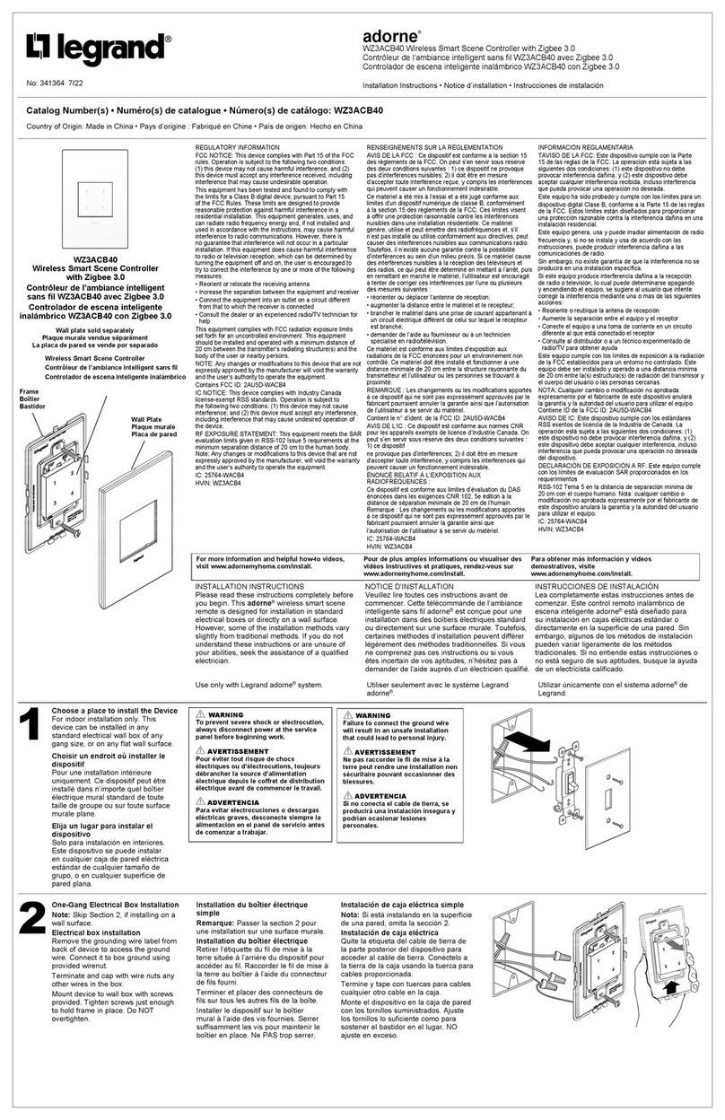 LEGRAND adorne WZ3ACB40 User manual
