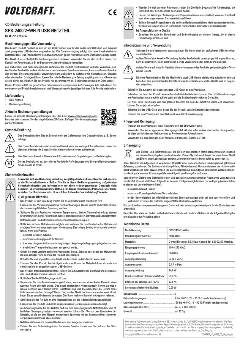 VOLTCRAFT SPS-2400/2+WH-N User manual VOLTCRAFT SPS-2400/2+WH-N User manual