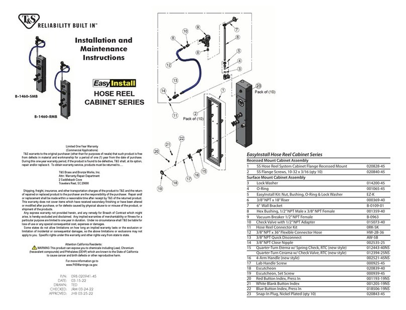 T&S B-1460-SMB Installation and maintenance instructions