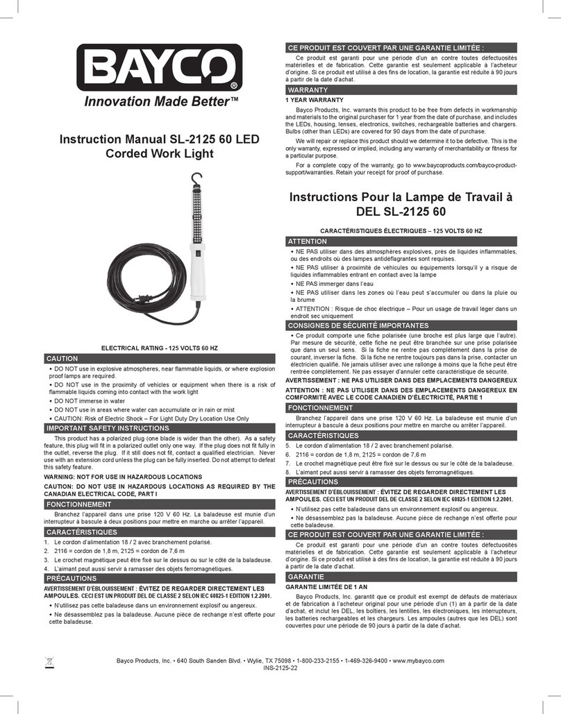 Bayco SL-2125 User manual