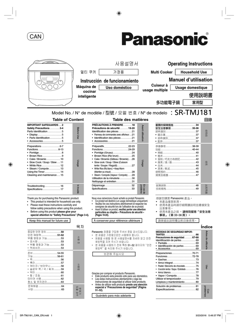 Panasonic SR-TMJ181 operating instructions