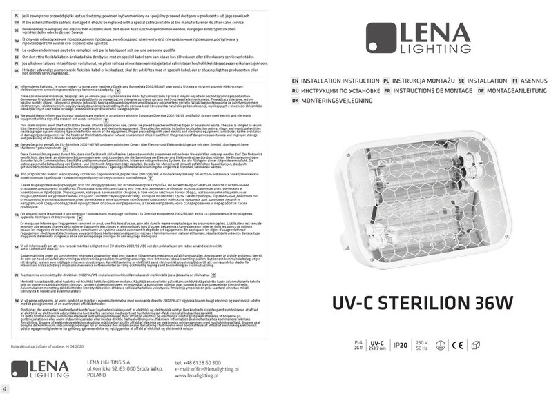 Lena Lighting UV-C STERILION 36W Installation instruction Lena Lighting UV-C STERILION 36W Installation instruction
