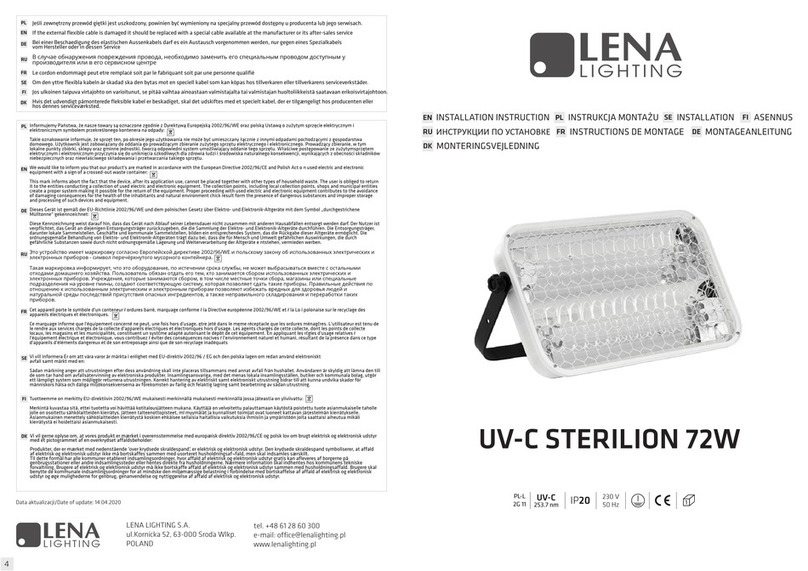 Lena Lighting UV-C STERILION 72W Installation instruction