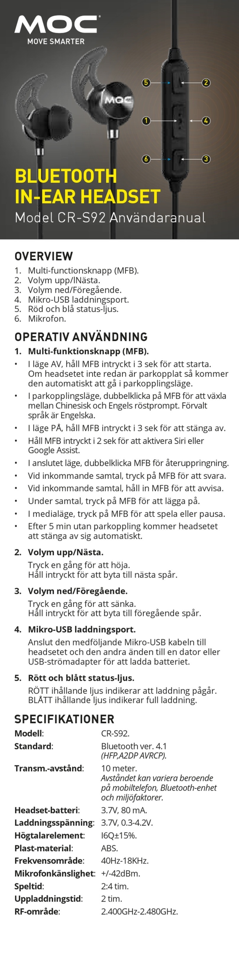 MOC CR-S92 user manual