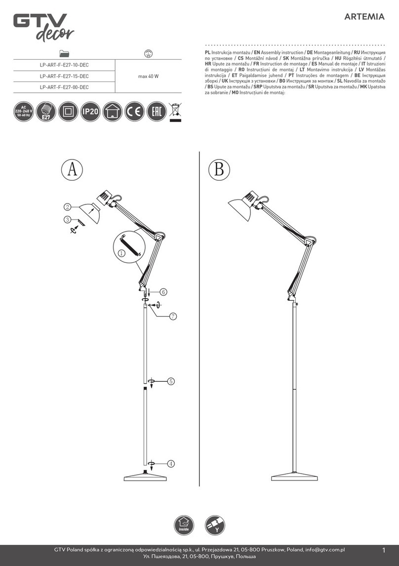 GTV ARTEMIA LP-ART-F-E27-10-DEC User manual