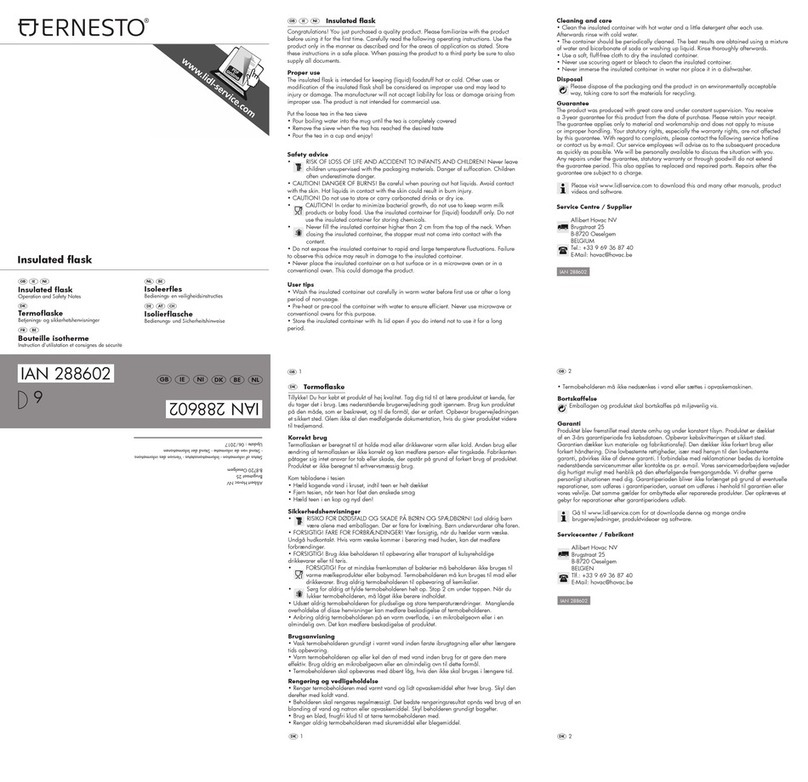 Ernesto 288602 Operation and safety notes