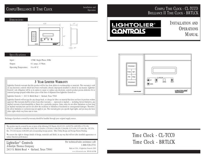 Lightolier CL-TCC0 Installation and operation manual