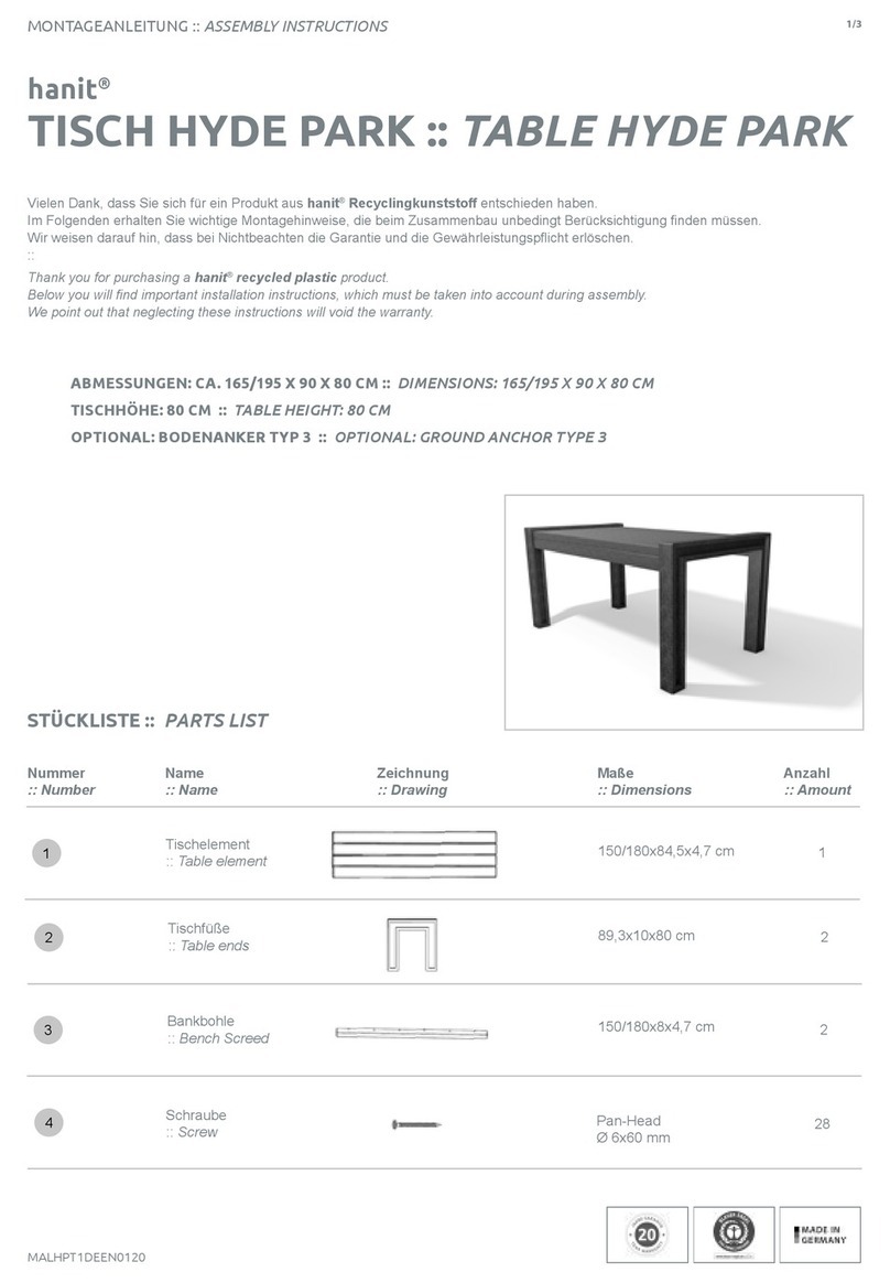 hanit HYDE PARK HPT10180 Assembly instructions