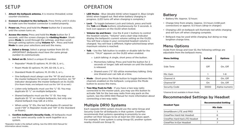 CrewPlex DR10-900 quick start guide