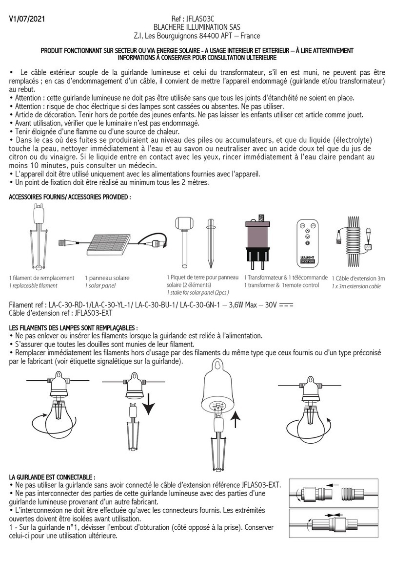 BLACHERE ILLUMINATIONS JFLAS03C quick start guide
