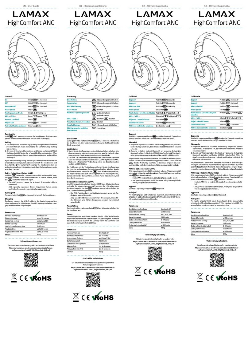 LAMAX HighComfort ANC User manual