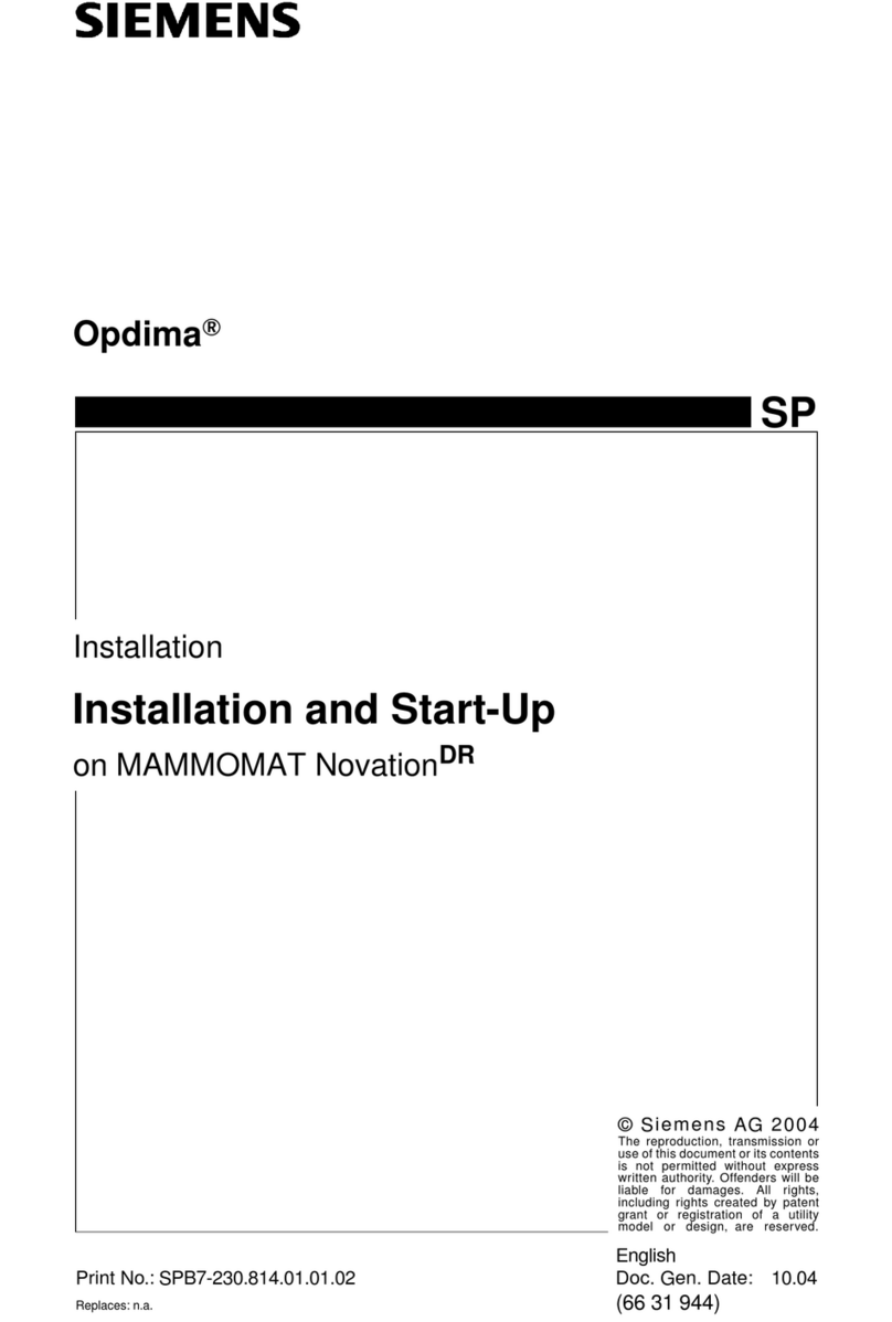 Siemens MAMMOMAT Novation DR Installation and startup