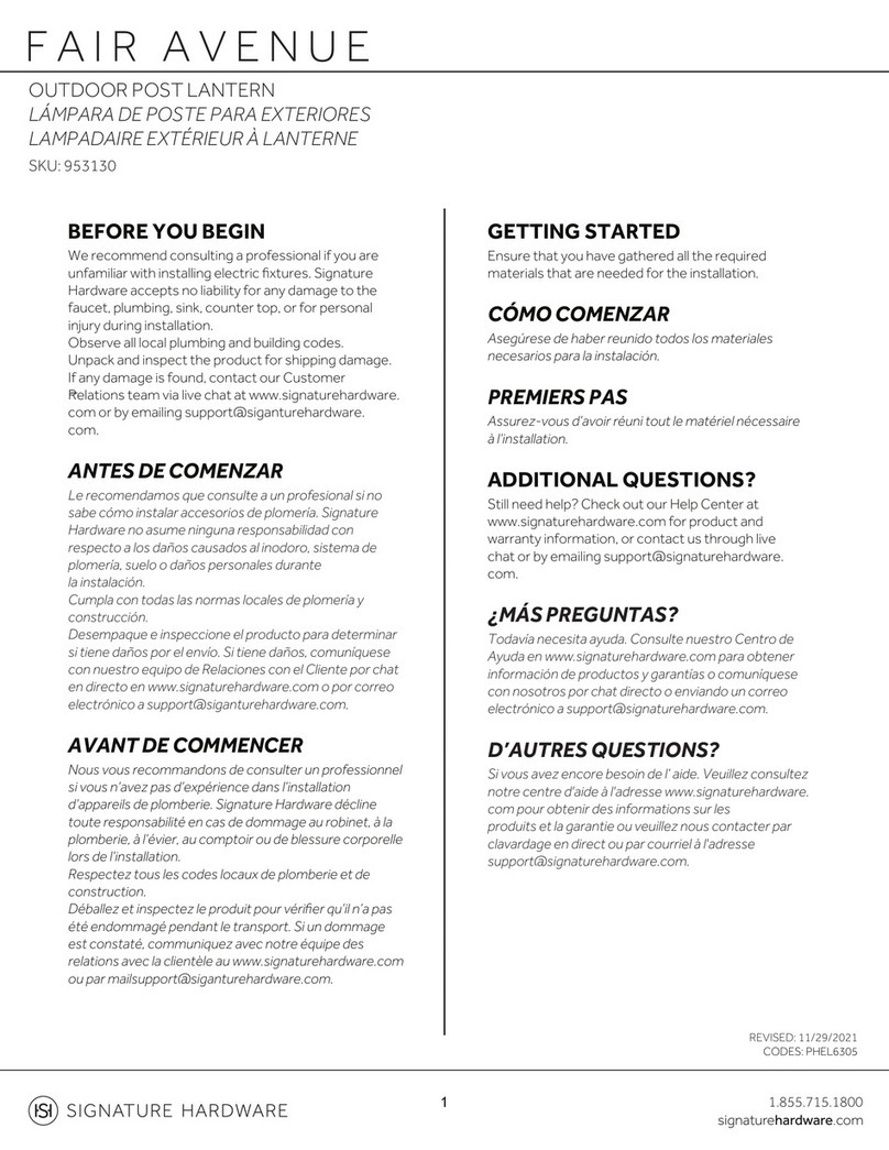 Signature Hardware FAIR AVENUE 953130 User manual