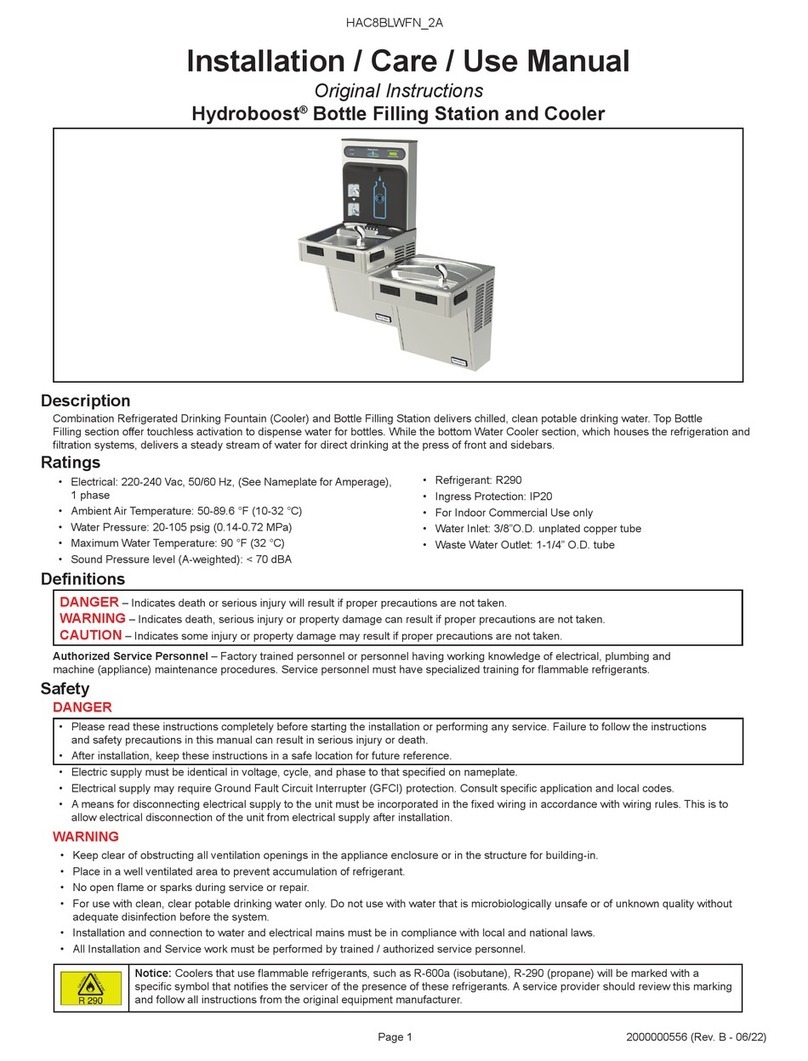 Elkay Hydroboost HTHBHAC8BLSSWF25N Installation, care & use manual Elkay Hydroboost HTHBHAC8BLSSWF25N Installation, care & use manual